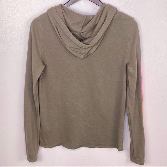 Pink by Victorias Secret Retro Stripe Hooded Sweatshirt Taupe Brown Small - Picture 8 of 10